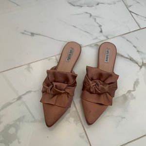 Pink satin bow slides
